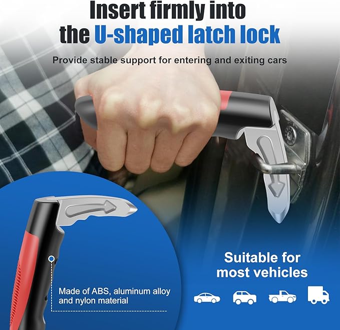 Car Door Handle for Elderly, 2 Pack Car Assist Handles and Straps, Portable Vehicle Support Handle Car Door Assist for Elderl