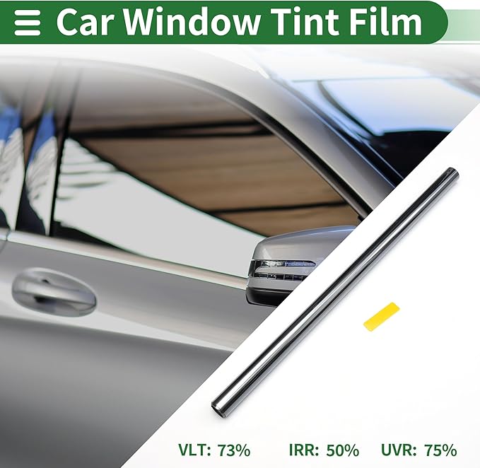 Motoforti Nano Ceramic Car Window Tint Film VLT 73% IRR 50% UVR 75% Gray 14.76 ft x 35.43 Inch Privacy Film 2mil PET 1 Pc