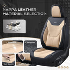 Coverado Car Seat Covers with Lumbar Support, Front Covers for Cars, Universal Automotive Seat Cover, Waterproof, Leather Car