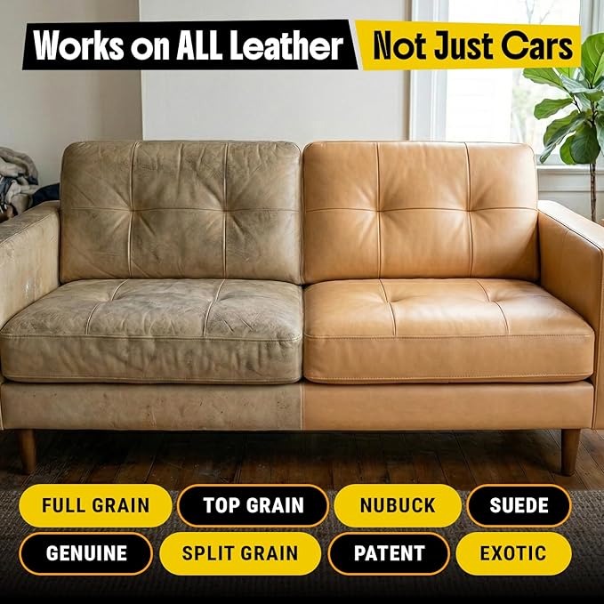 Car Leather Cleaner and Conditioner - pH Neutral, Non-Toxic & Non-Greasy - Gently Cleans, Restores and Protects Leather Seats