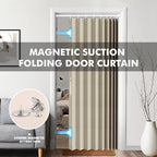 Jilron 100% Blackout Fabric Folding Door Curtain with Magnetic Closure - Accordion Style for Sliding Doors, Closets,Wardrobe 