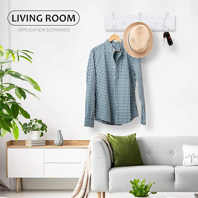 Badiano Wooden Coat Rack, Wall-Mounted Organizer for Closet, Entryway, Hallway, Foyer, Bedroom, Heavy Duty Double Hooks for H