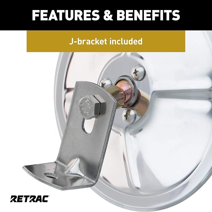 RETRAC 610148 5-Inch Stainless Steel Center-Mount Convex Mirror Head with J-Bracket, Universal Driver or Passenger Side