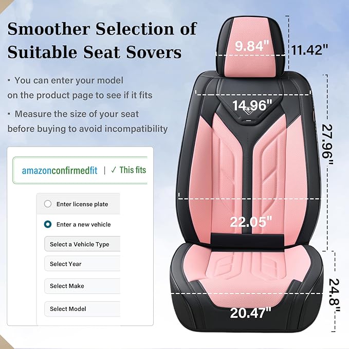 Coverado Car Seat Covers Full Set, Car Seat Protectors Leather Seat Covers for Cars, Automotive Seat Covers Car Accessories U