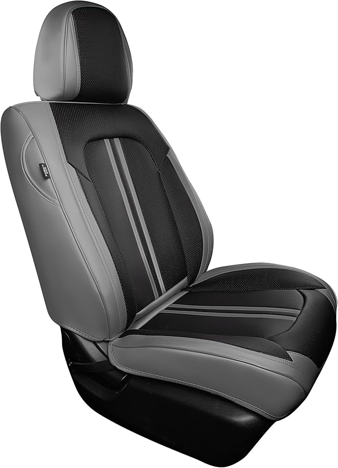 FREESOO Front Seats 2PCS Leather Car Seat Covers, Ultra Breathable Waterproof Seat Covers for Cars Trucks SUV, Carseat Protec