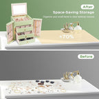Dajasan Large Jewelry Box Organizer, Jewelry Storage Organizer with 3 Drawers, Huge Jewelry Box with Mirror for Women Girls, 