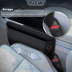 2-Pack Car Seat Gap Filler Organizer - Upgraded Anti-Slip Strap Design - Premium Leather Side Console Pocket - Prevent Phone Falling - (0.2”-1.2" Gaps),Clever Gifts For SUV, Truck & Sedan, Black