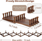 Cozcty Accordion Wall Hanger, Wooden Hat Rack for Wall with 16 Hooks, Expandable Peg Hat Hanger Organizer, Decorative Coat Ra