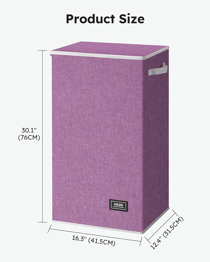 SOLEDI Laundry Hamper with Lid 100L Large & Tall Collapsible Laundry Basket, Clothes Hamper with Bag Removable Easy to Carry,