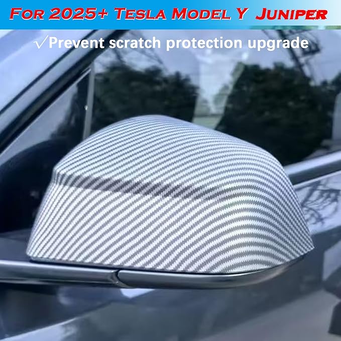 YHCDSEA Rearview Mirror Guard Cover for Tesla Model Y Juniper, Side Mirror Cover Exterior Accessories fit for Model Y Juniper 2025 2026 (Matt Carbon Fiber Pattern)