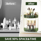 360° Rotating Makeup Organizer, Large-Capacity Skincare Make Up Storage 2 Tier Perfume Organizers Cosmetic Dresser Organizer 