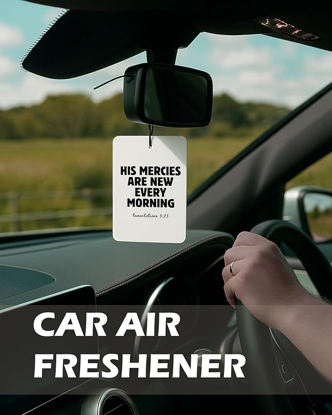 Cute Black Christian Car Air Freshener 4 Pcs, Preppy Floral Religious Bible Verse Hanging Air Freshener for Cars Bathroom Dor