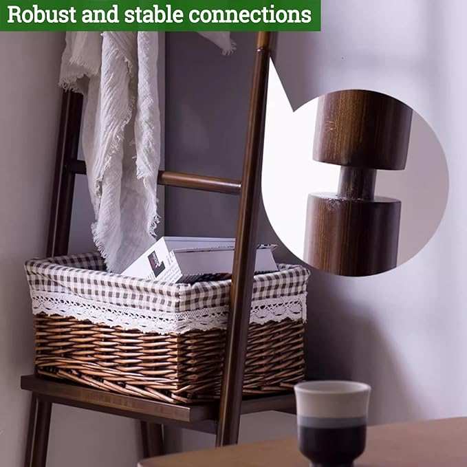 Blanket Ladder, Decorative Bamboo Rack Stand for Quilt and Towel Display, 65 Inch for Living Room and Bathroom