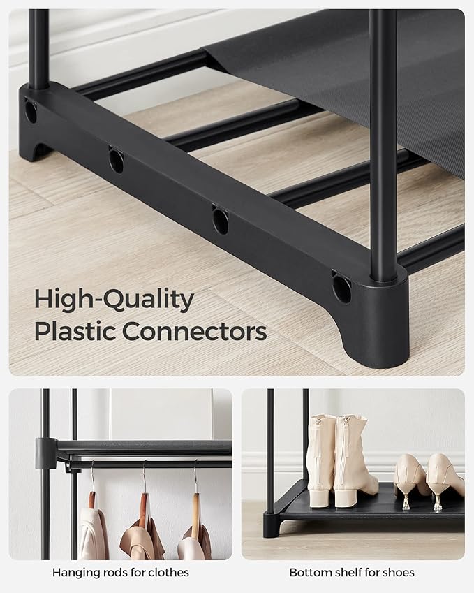 SONGMICS Closet Wardrobe, Portable Closet for Bedroom, Clothes Rail with Non-Woven Fabric Cover, Clothes Storage Organizer, 5