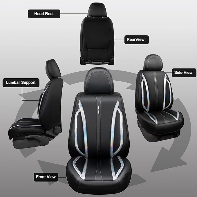 CAR PASS Nappa Leather Seat Covers, Waterproof Durable Universal fit for Women Girly SUV Truck,Anti-Slip Driver Seat Cover wi