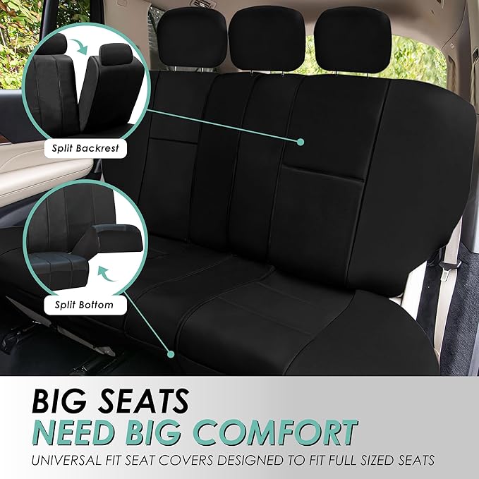 FH GRO Car Seat Covers PU Leather 3 Row 8 Seater Car Seat Covers, Airbag Compatible and Split Bench - Fit Most Car, Truck, SU