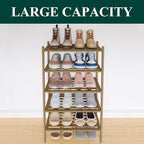 Smiry Small Bamboo Shoe Rack 5-Tier, Stackable Wooden Shoe Organizer for Entryway & Closet, Free Standing Wood Shoe Storage S