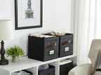DECOMOMO Storage Bins, Cube Storage Bin with Labels, Fabric Storage Cubes for Shelves (10.5" x 11" / 6pcs, Black Pattern)