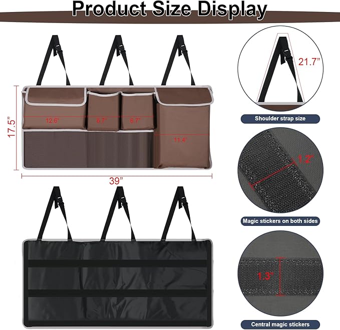 UYYE Trunk Hanging Organizer, Backseat Storage Bag, Collapsible Car Interior Accessories with 4 Pockets & 2 Mesh Pouches for