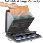 Fireproof Accordion File Organizer, Portable Expanding File Folder with Waterproof Zipper&Labels, Dark Gray Document Organize