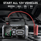 Portable Car Jump Starter with Air Compressor, ACEZUK 150PSI 8000A Jump Starter (All Gas/10.0L Diesel), 12V Battery Jump Box