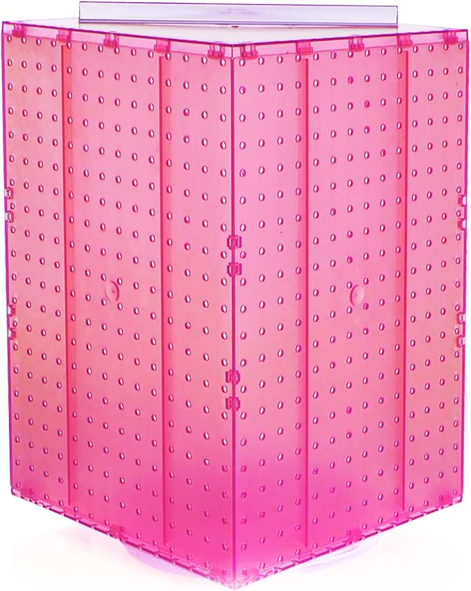 Azar Displays 701414-PNK Rotating Display Stand - 4-Sided Display Racks Peg Display Carousel (14” W x 14” D x 20” H) - Easy A