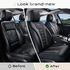 Coverado Car Seat Covers Full Set, Seat Covers for Cars, Front Seat Covers and Back Seat Cover Waterproof Leather Automotive 