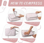 WOOMADA Compression Packing Cubes for Suitcases Travel Essentials 4 Set Expandable Travel Bags Organizer for Luggage(pink leo