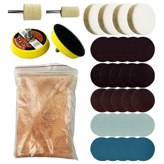 34Pcs Glass Polishing Kit, Multifunctional Scratch Remover Window Repair Tool for Window Repair, with Felt Polishing Wheel Po