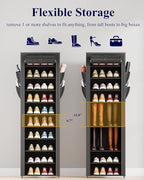 Kitsure Shoe Rack - 10-Tier Large Capacity Shoe Organizer Shelf with Dust Cover & Side Pockets, Rust-Proof Metal Shoe Rack fo