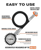 Vondior Tire Pressure Gauge (0-100 PSI) Heavy Duty Air Pressure Gauge, ANSI Certified Tire Gauge for Car and Trucks Tires with Large 2 Inch Easy to Read Glow Dial, Stocking Stuffers for Men