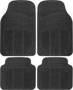 BDK Floor Mats, 4-Piece All-Weather Car Mat with Universal Fit Design, Durable Rubber Car Floor Mats with Capture Ridges, Waterproof for Cars Trucks SUV (Black)