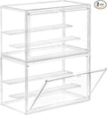 Freebat Clear Acrylic Display Case for Collectibles - 3-Tier Adjustable Figure Display with Magnetic Door & Removable Shelves