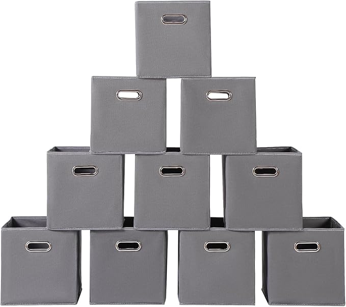 Fabric storage bins Cubes, Fabric Cube Organizer with Handle, Foldable Cube Bins for Cloth or Accessary Storage, 11x11x11, Se