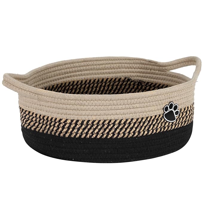 Optish Dog Toy Easter Basket, Toy Box and Bin for Dog Cat Storage, 13.5" X 11" X 5" Small Woven Rope Basket for Baby Storage,