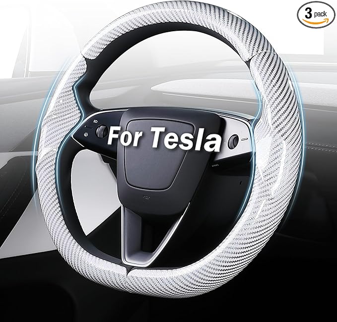 Steering Wheel Cover for Tesla Model 3 Highland(2024-Present)/ Model Y Juniper(2025-Present),Anti-Slip,Comfortable Grip,Breathable,Customized for Tesla Model 3/Y Accessories,Bright White