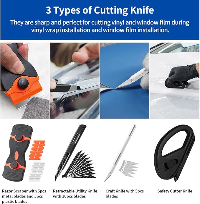 Arayker 28 Pcs Car Window Tint Tools Kit Vinyl Wrap Tool Window Tint Squeegee Tools Vehicle Glass Protective Film Installation Kit Automotive Window Film Tinting Kit