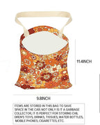 Car Trash Can, Durable Hanging Car Trash Garbage Bag, Cute Automotive Garbage Cans Organizer, Boho Orange Flowers