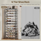 YATINEY 12 Tier Shoe Rack, Large Capacity Shoe Storage Organizer Holds 48 Pairs, Sturdy and Stable, for Entryway, Hallway, Cl
