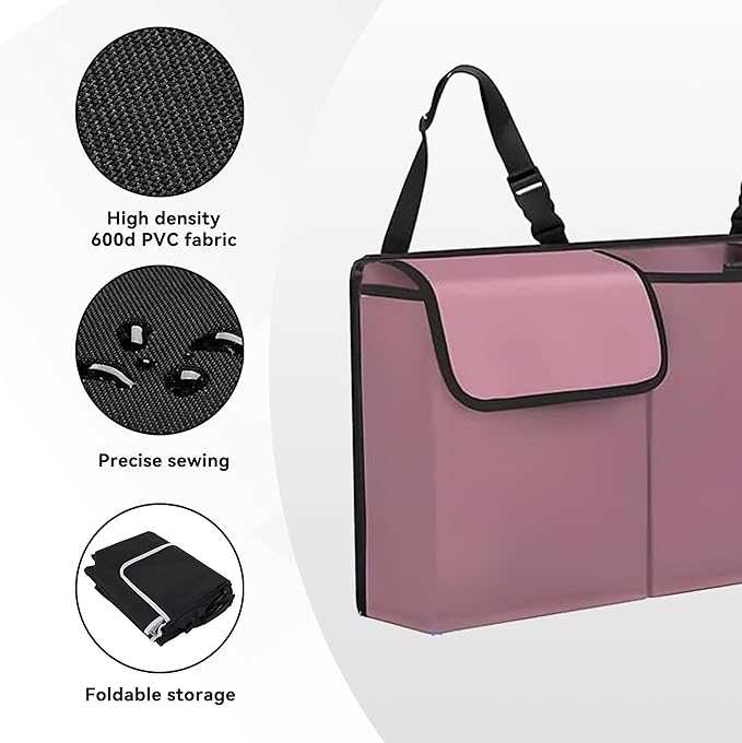 Car Trunk Organizer, Waterproof Collapsible Cargo Bag with 4 Pockets,Backseat Hanging Large Storage with Adjustable Straps, St