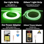 iNextStation 12V Green LED Strip Lights 16.4FT, Flexible Silicone Neon Rope Light with Power Adapter, Waterproof, Cuttable, Dimmable & Linkable, LED Lights Strip for Bedroom, Kitchen(with Plug)