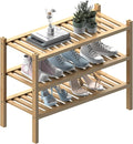 ROMGUAR CRAFT (Thick Bamboo Shoe Rack for Entryway, 3-Tier Free Standing Shoe Racks Stackable Shoe Rack Organizer for Hallway