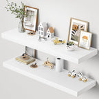 Dreamland 48" Floating Shelves for Wall, 12" Deep Thicker White Floating Shelves, Wall-Mounted Shelves for Bedroom, Living Ro