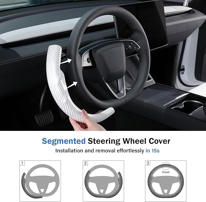 Steering Wheel Cover for Tesla Model 3 Highland(2024-Present)/ Model Y Juniper(2025-Present),Anti-Slip,Comfortable Grip,Breathable,Customized for Tesla Model 3/Y Accessories,Bright White