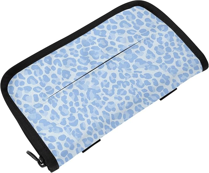 Car Tissue Holder Car Visor Organizer Tissue Box Holder for Car Sun Visor Organizer with Car Vehicle Accessories Essentials Interior for Women Men Sky Blue Leopard Print