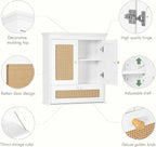 Spirich Bathroom Wall Cabinet Over Toilet, Boho Rattan Medicine Cabinet with Adjustable Shelf, Space-Saving Wall Mount Storag