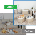Bidtakay Large Storage Baskets for Organizing Fabric Closet Organizers Storage Bins with Handles 3-Pack 16x11.8x11.8 Inch Col