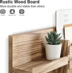 Lwenki Mail Organizer for Wall Mount – Key Holder with Shelf Includes Letter Holder and Hooks for Coats, Dog Leashes – Rustic