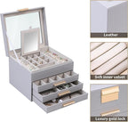 BOOVO Clear Lid Jewelry Box,4 Layers Jewelry Organizer Large Jewelry Storage Box with 3 Drawers,Jewelry Holder Organzier of R