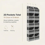 10-Pocket Over the Door Organizer with Heavy-Duty 600D Oxford Fabric, Upgraded Hooks with Silicone Protectors for Dorm, Close